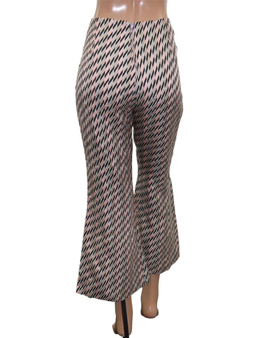Metallic Pink Black Geo Wide Leg Crop Pants S - Picture 6 of 6